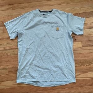 Carhartt Force T Shirt Mens Medium Blue Relaxed Fit Logo Outdoors Short Sleeve